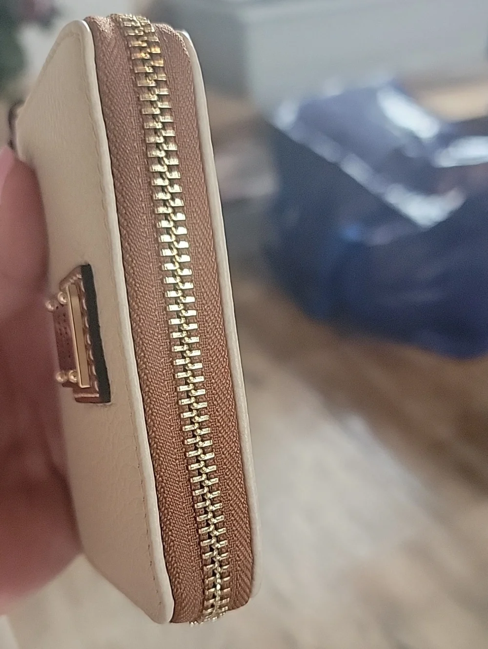 Dooney & Bourke  Pebbled Leather Zip-Around Wallet In Bone